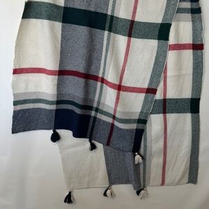 J. Crew Scarf Oversized Plaid Scarf Ivory Wool Blend 78"x25" Style G0238